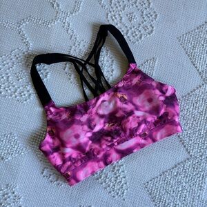 MPG women’s size‎ small pink rose and black strappy back sports bra